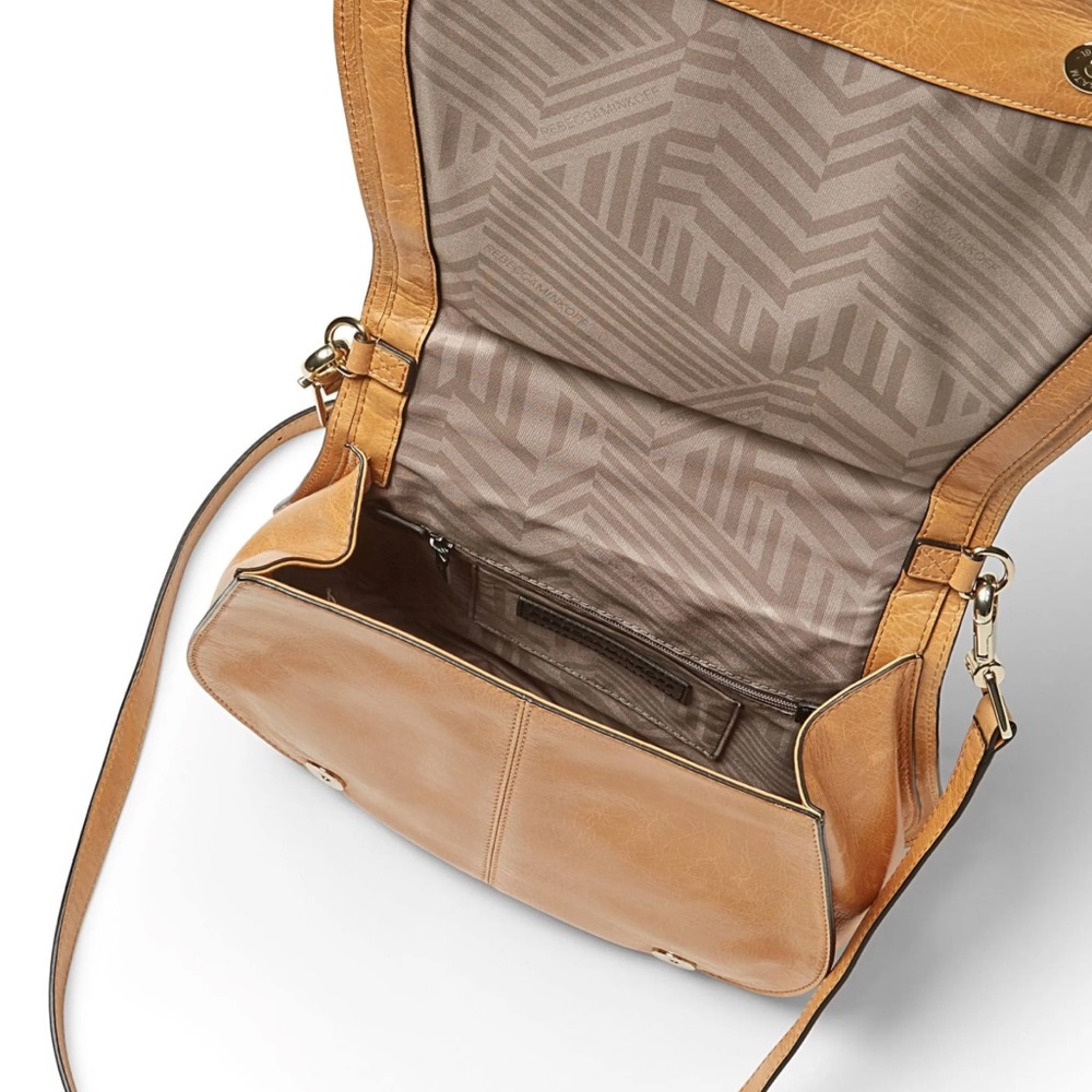 Rebecca Minkoff Leather Vanity Saddle Bag Cognac - Picture 12 of 16